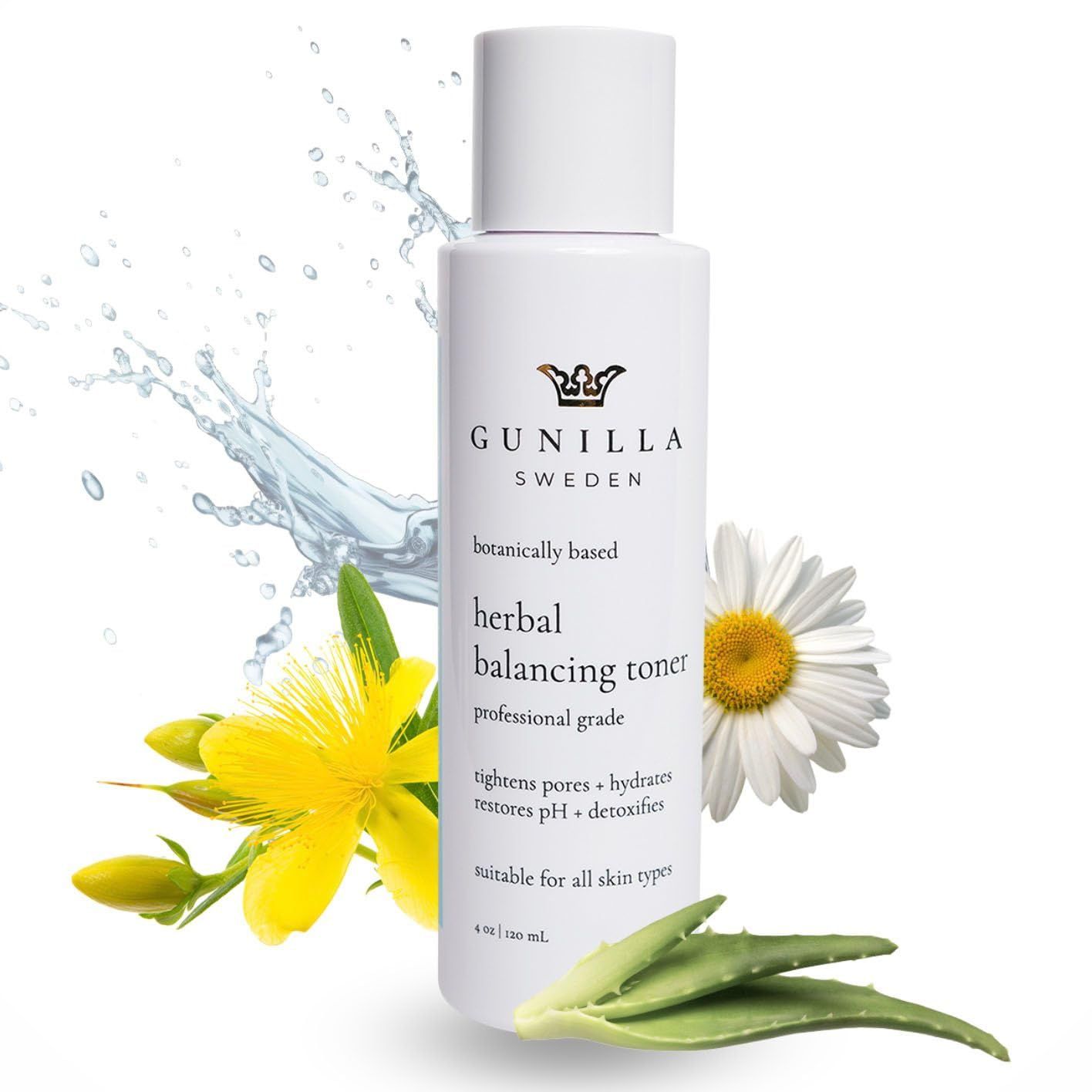 Gunilla Toner Herbal Skin Anti-Aging, Vegan, Soothing, Plant-Based, Antioxidant-Rich, Hydrating, Helps Soften Skin, Natural, Made in USA - 4 oz