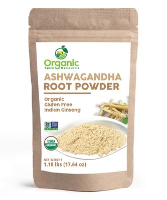 Organic Ashwagandha Root Powder - 1.10 lbs (17.64 oz) Resealable Kraft Bag,Non-GMO, Indian Ginseng, Withania Somnifera -100 Raw from India, by SHOPOSR