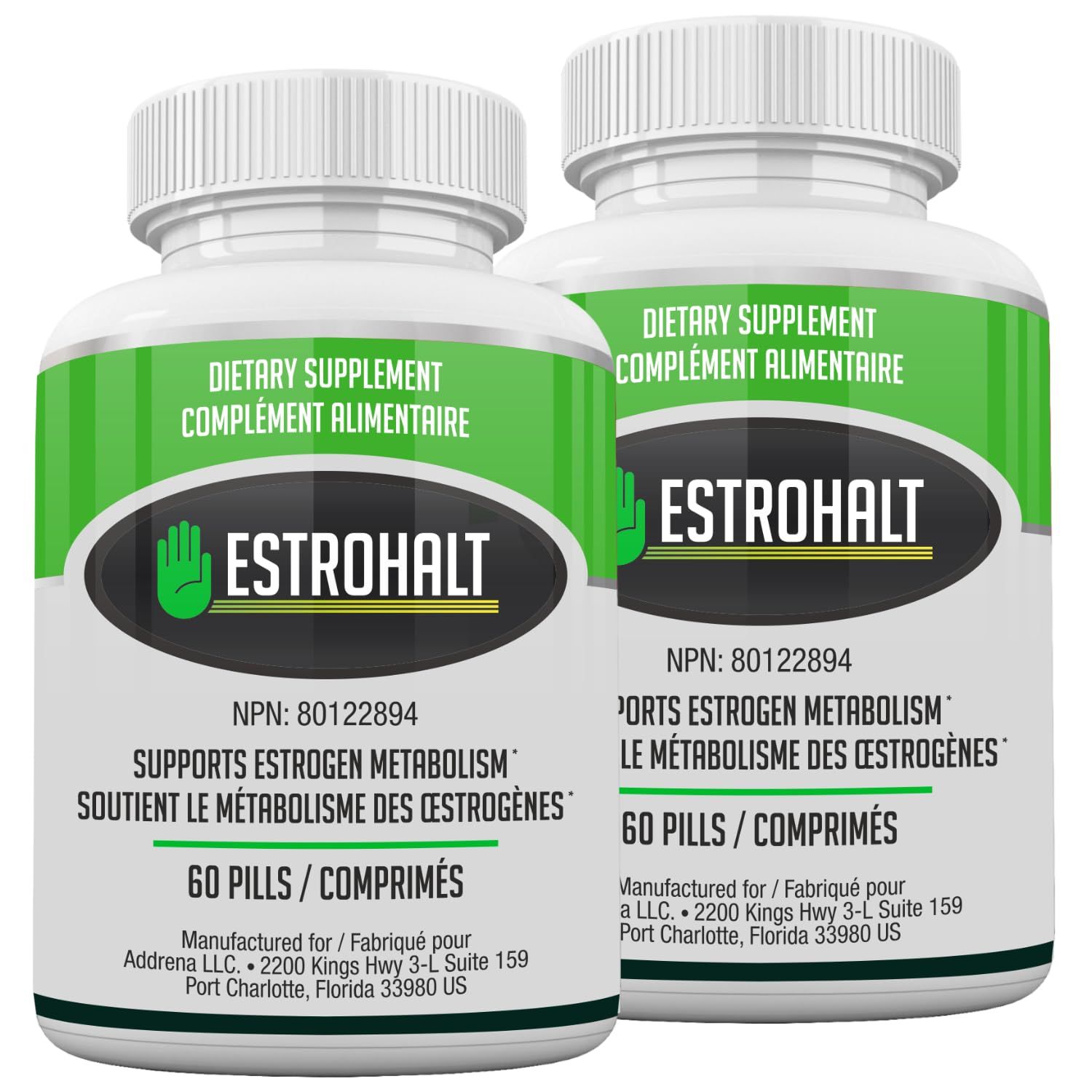 Estrohalt 2 Pack 120 Pills- Best Estrogen Blocker DIM Supplement (Diindolylmethane) and Indole-3-Carbinol (I3C) for Women Men Natural Aromatase Inhibitor Vitamin to Help PCOS, Menopause, and PMS