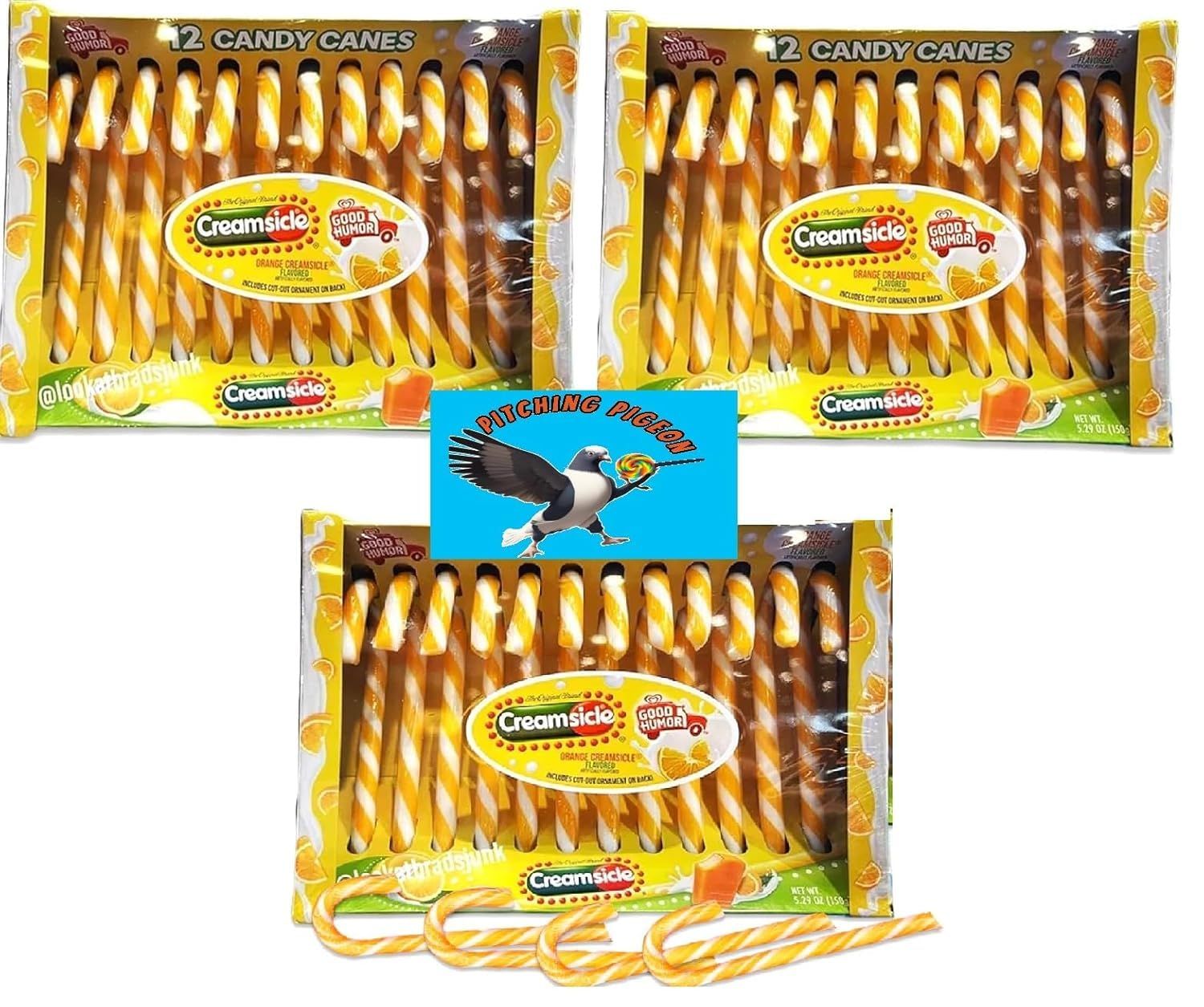 Orange Creamsicle Candy Canes 36 Count Perfect For Christmas Holiday Stocking Stuffers - Includes PITCHING PIGEON Brand Magnet