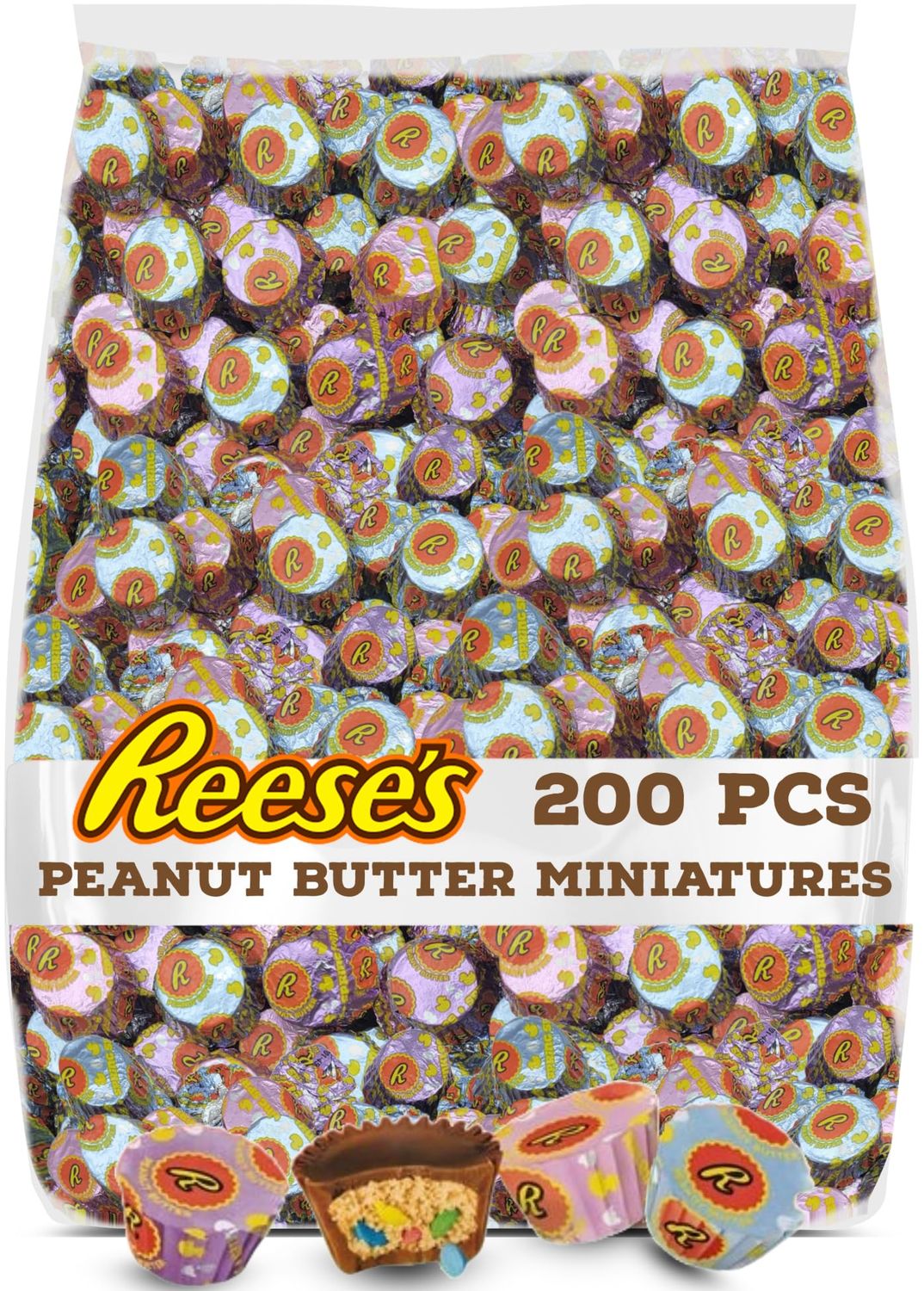 Reesse&#39;s Easter Peanut Butter Cup Miniatures, Pastel Foil Wrapped, 4 Pound, Spring Edition