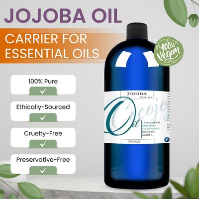 Cocojojo Jojoba Oil Organic, Jojoba Oil for Hair Growth for Skin, Face, 100 Pure Natural, Cold Pressed, Deep Moisturizing Anti-Aging, Essential Oils - 8 Fl Oz