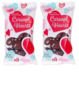 Trader Joe&#39;s Dark Chocolate Caramel Hearts, 2.5oz71g (Pack of 2)