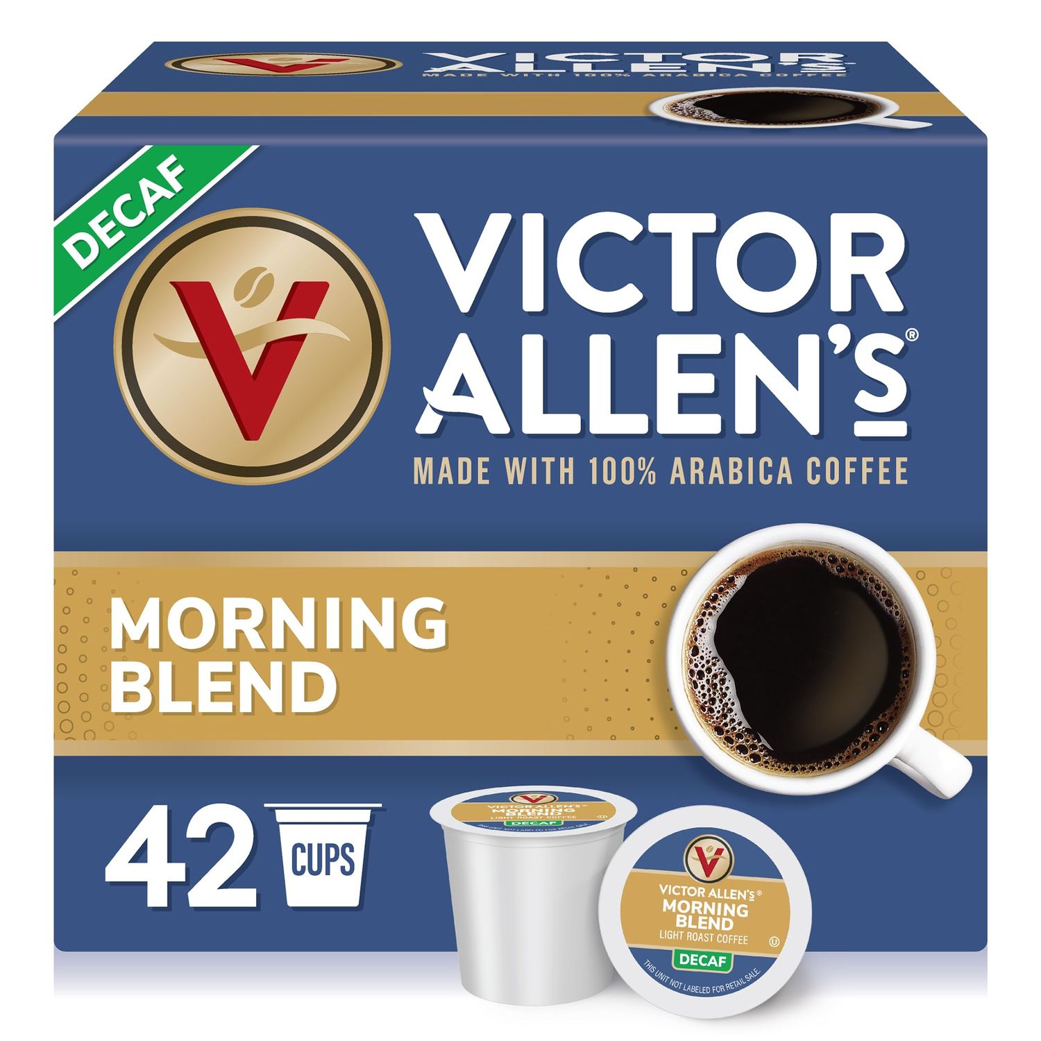 Victor Allen&#39;s Coffee Decaf Morning Blend, Light Roast, 42 Count, Single Serve Coffee Pods for Keurig K-Cup Brewers