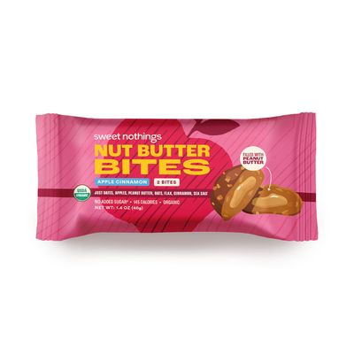 Sweet Nothings, Superfood Nut Butter Bites Organic Snack, Apple Cinnamon with Peanut Butter, 2 Bite Pack - No Added Sugar, Plant Based, Vegan, Only 7 Ingredients