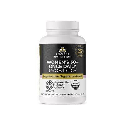 Ancient Nutrition Regenerative Organic Certified Probiotics for Women 50, Probiotics Women s 50 Once Daily, Healthy Digestion and Immune System Support, 25 Billion CFUs Per Serving, 30 Count