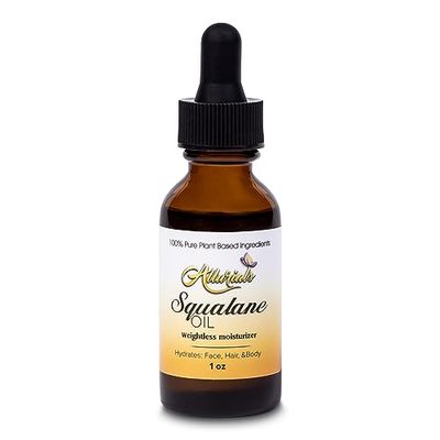 Allurials 100 Organic All Natural Plant-Based Squalane Oil for Face, Hair, Body, Cold Pressed and Unrefined Premium Grade Multipurpose Facial Oil for Moisturize, Smooth, and Soften Skin - 1 Oz