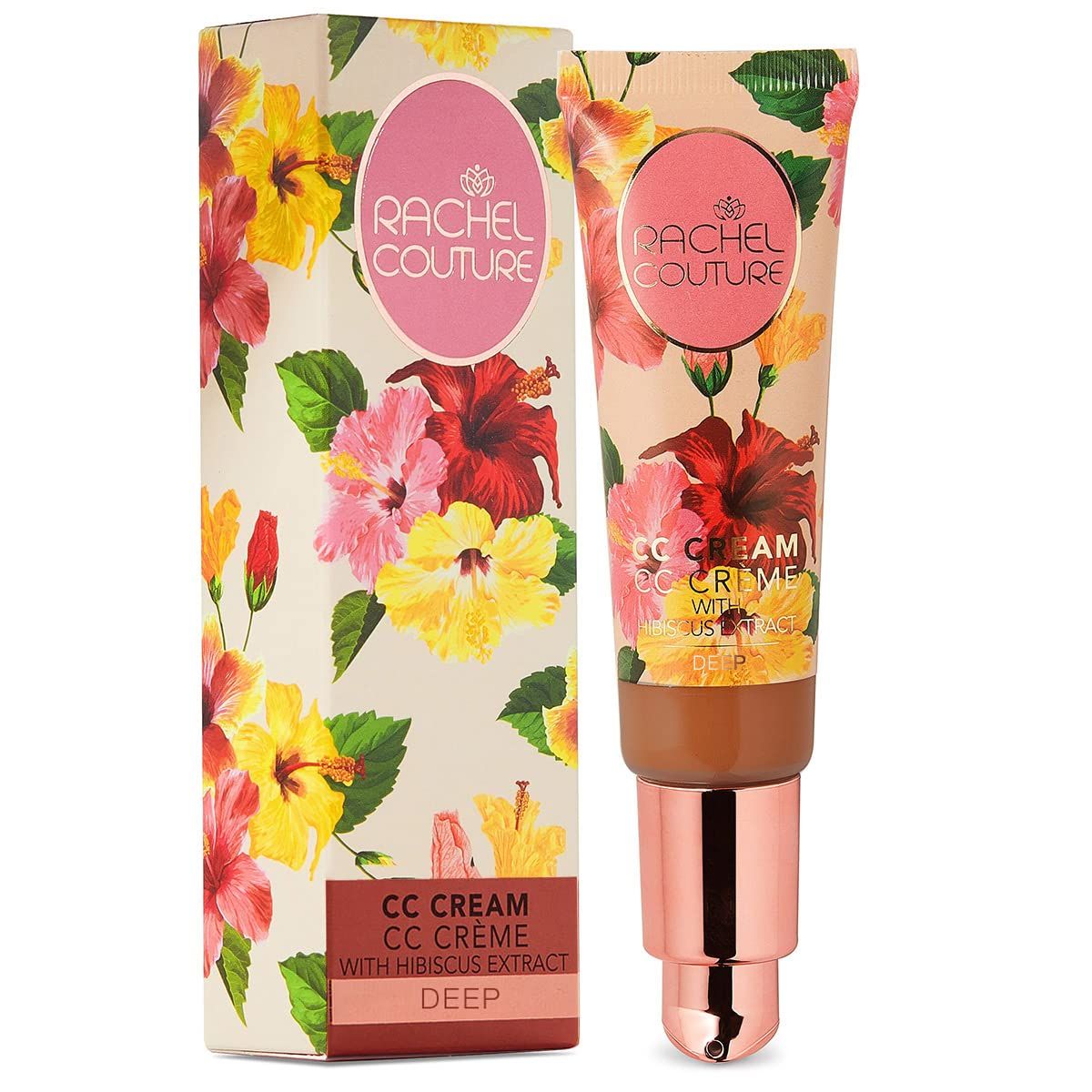 Rachel Couture CC Cream Color Correcting Cream with Hyaluronic Acid Full Coverage Foundation Hydrating Anti-Aging Serum Vegan Cruelty Free - 1.18 Fl Oz - Deep