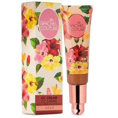 Rachel Couture CC Cream Color Correcting Cream with Hyaluronic Acid Full Coverage Foundation Hydrating Anti-Aging Serum Vegan Cruelty Free - 1.18 Fl Oz - Deep