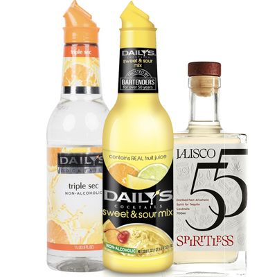 Spiritless Jalisco 55 Distilled Non-Alcoholic Tequila Bundle with Dailys Mix - Margarita - Premium Zero-Proof Liquor Spirits for a Refreshing Experience