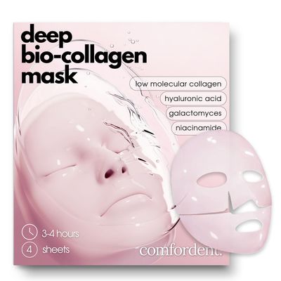Bio Collagen Intense Hydrogel Melting Face Mask with Hyaluronic Acid, Galactomyces Niacinamide for Deep Overnight Hydration and Skin Revitalization, 4 Sheet Masks, Pink