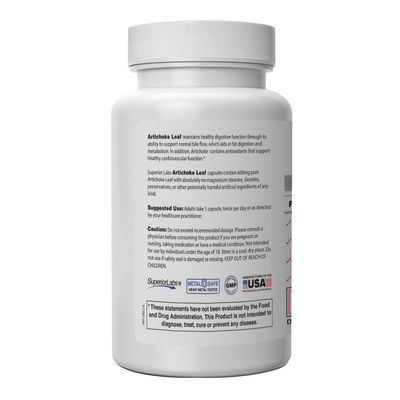 Superior Labs - Artichoke Leaf NonGMO Powerful with Caffeoylquinic Acid Natural Dietary Supplement to Support Healthy Metabolism, Digestion, Antioxidant, - 600 mg Dosage - 180 Veg Caps