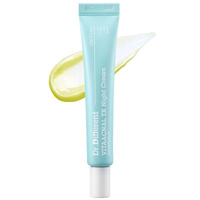 Dr. Different VITAACNAL TX Night Cream for Face - Soothing Nourishing Retinal Sebum Control Night Cream For Acne-Prone Skin - Blackheads Care Oil-Free Treatment Removes Dead Skin Cells 0.7oz.