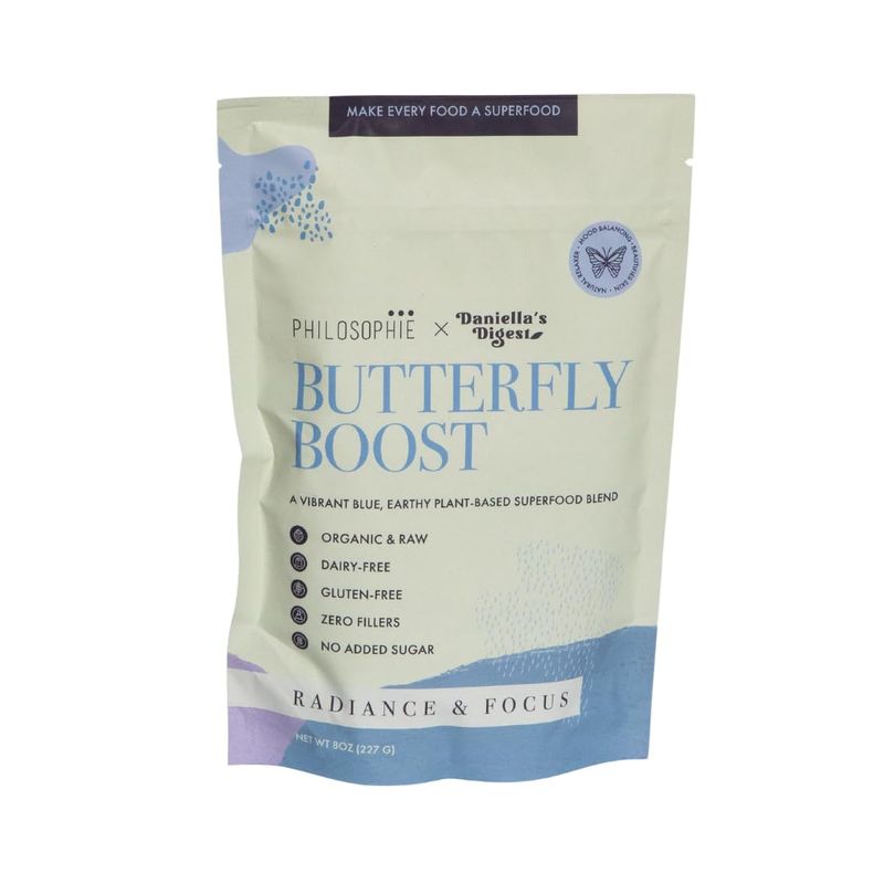 Philosophie Butterfly Boost Plant-Based Superfood Blend - Adaptogen Blend wButterfly Pea Flower, Ashwagandha Maca Root - Improves Brain Function, Focus, Energy, Supports Healthy Body and Digestion