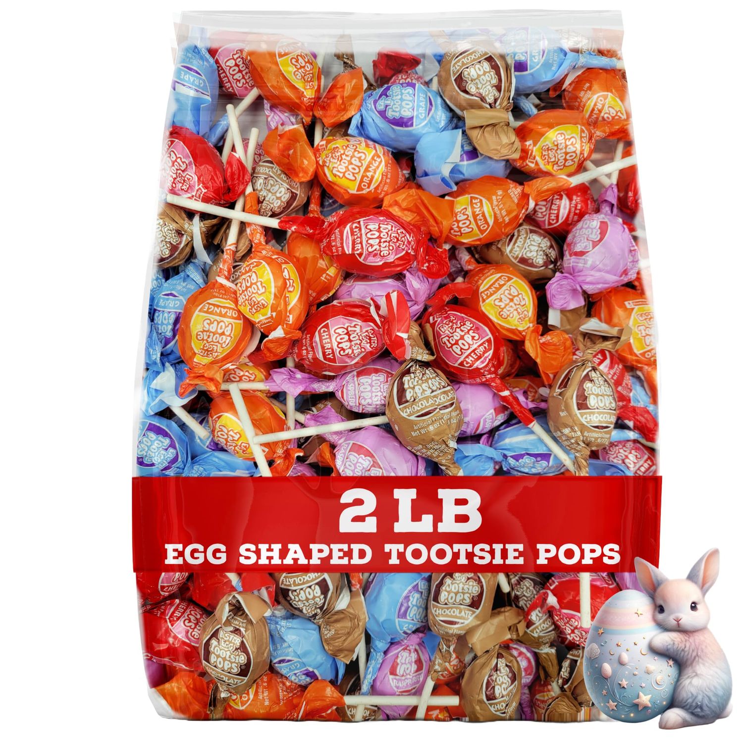 Tootsie Pops Egg Shaped Pops - Lollipops, Egg Hunts Assorted Flavors - 50 Count, Bulk Candy - 2 Pound (Pack of 1)