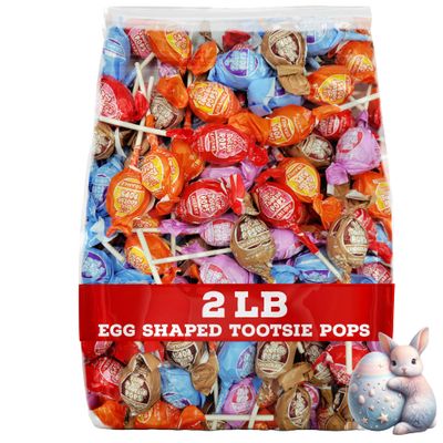 Tootsie Pops Egg Shaped Pops - Lollipops, Egg Hunts Assorted Flavors - 50 Count, Bulk Candy - 2 Pound (Pack of 1)