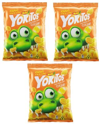 YOKITOS Assado Feito de Milho Sabor Queijo 54 gr. 3 PACK Cheese Flavored Corn Chips 1.9 oz.