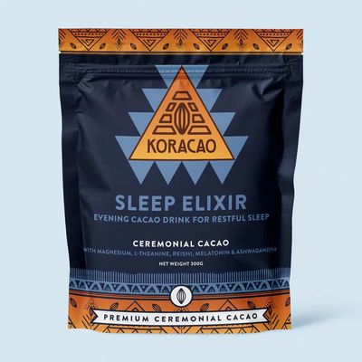 KORACAO Sleep Elixir Instant Ceremonial Cacao for Deeper Sleep With Magnesium Glycinate, L-Theanine, Reishi, Melatonin Ashwagandha - 1 Bag (30 Servings) of Delicious Hot Chocolate Flavor, 300 Grams