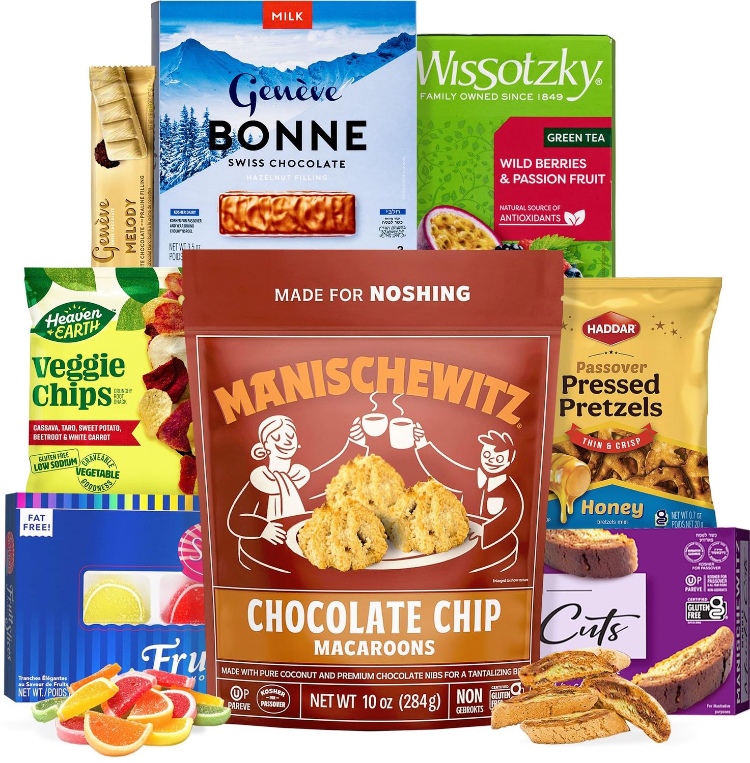 Kosher for Passover Sweets Treats Gift Box The Ultimate Passover Variety Pack Chocolates, Cookies, Macaroons, Tea and more! Share the Goodies with Family and Friends
