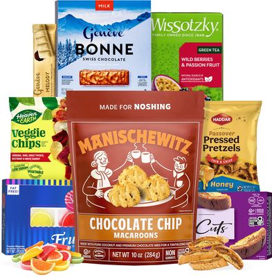 Kosher for Passover Sweets Treats Gift Box The Ultimate Passover Variety Pack Chocolates, Cookies, Macaroons, Tea and more! Share the Goodies with Family and Friends