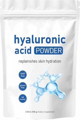 Hyaluronic Acid Serum Powder for Skincare - Low Molecular Weight, Water-Soluble Hydrating Ingredient, Vegan Cosmetics Grade, 100g - Moisturizing Anti-Aging for Skin Health