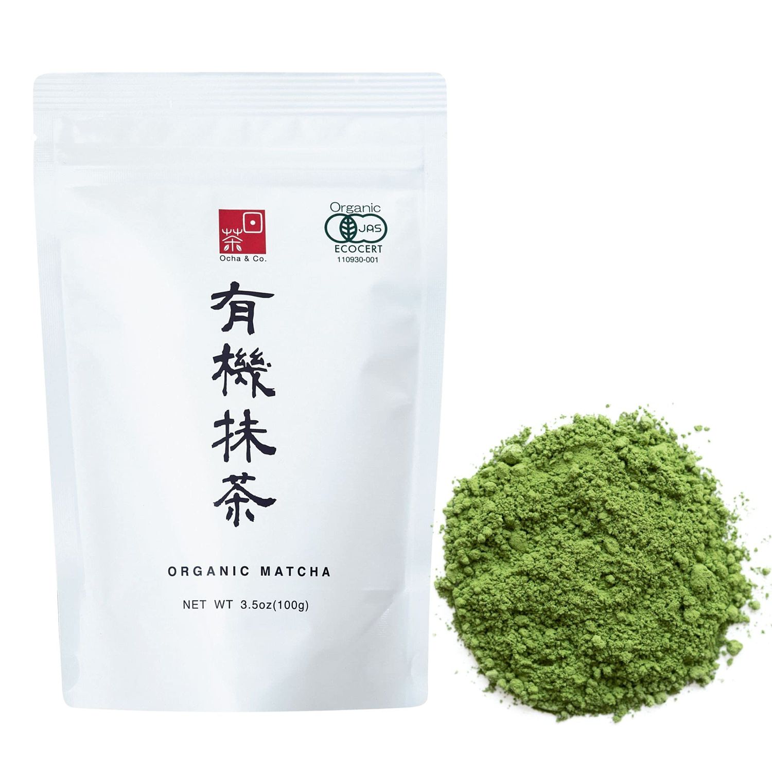 Ocha Co. Shizuoka Organic Matcha - Ceremonial Grade - ECO JAS Organic Certified - Japanese First-Harvest Matcha Green Tea Powder, Traditionally Stone-Milled, 100g.