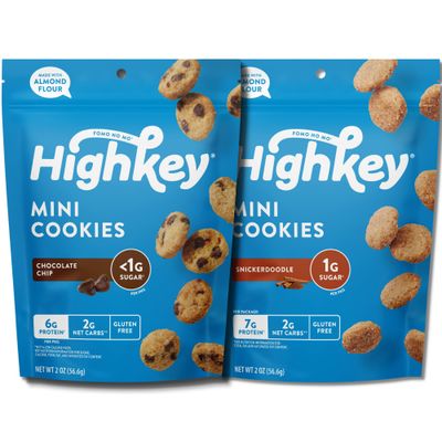HighKey Sugar Free Cookies Variety 2-Pack - Keto Snack Pack Zero Carb No Sugar Chocolate Chip Cookies Snickerdoodles Low Carb Snacks Gluten Free Diabetic Snack Dessert Diet Friendly Food Sweets 4oz