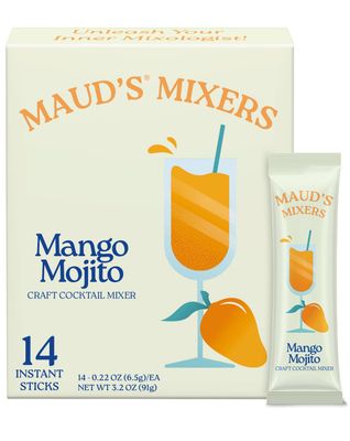Maud&#39;s Mixers Mango Mojito Cocktail Mix, 14 ct, Mocktail Non-Alcoholic Drinks - Made with Real Fruit and Agave - Low Calorie, Low Sugar, Easy to Mix