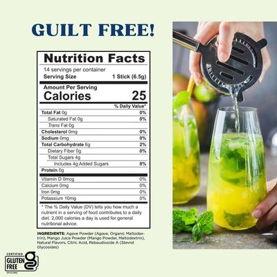 Maud's Mixers Mango Mojito Cocktail Mix, 14 ct, Mocktail Non-Alcoholic Drinks - Made with Real Fruit and Agave - Low Calorie, Low Sugar, Easy to Mix