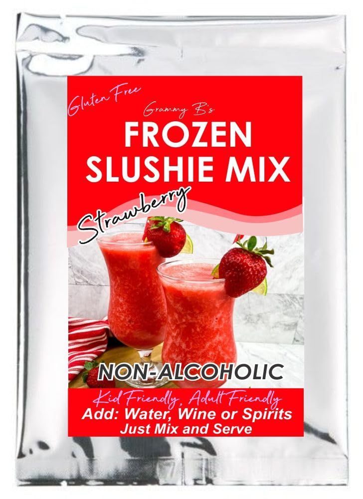 Frozen Slush Slushy Drink Cocktail Mix - Alcoholic Or Non-Alcoholic, Water, Juice, Soda, Wine, Vodka, Rum, Tequila (Wild Strawberry)