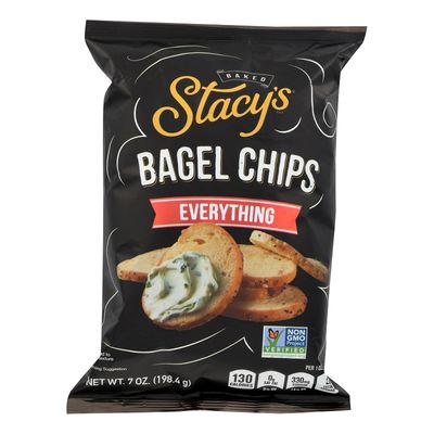 STACY&#39;S PITA CHIPS, Bagel Chips,Everything, Pack of 12, Size 7 OZ - No Artificial Ingredients GMO Free