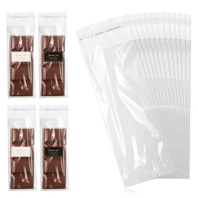 Josojoou 100Pcs Chocolate Bar Wrappers Candy Bar Wrappers Clear Self Sealing Chocolate Bar Packaging with 120pcs Thank You Stickers for Candy, Cookies, Treat, Party Favor