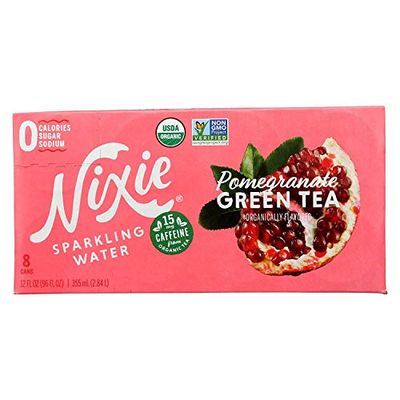 Nixie Sparkling Water Organic Pomegranate Green Tea Sparkling Water, 12 FZ