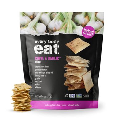 Every Body Eat Snack Thins, Chive and Garlic Flavor, Vegan, Gluten Free and Dairy Free (Pack of 2)