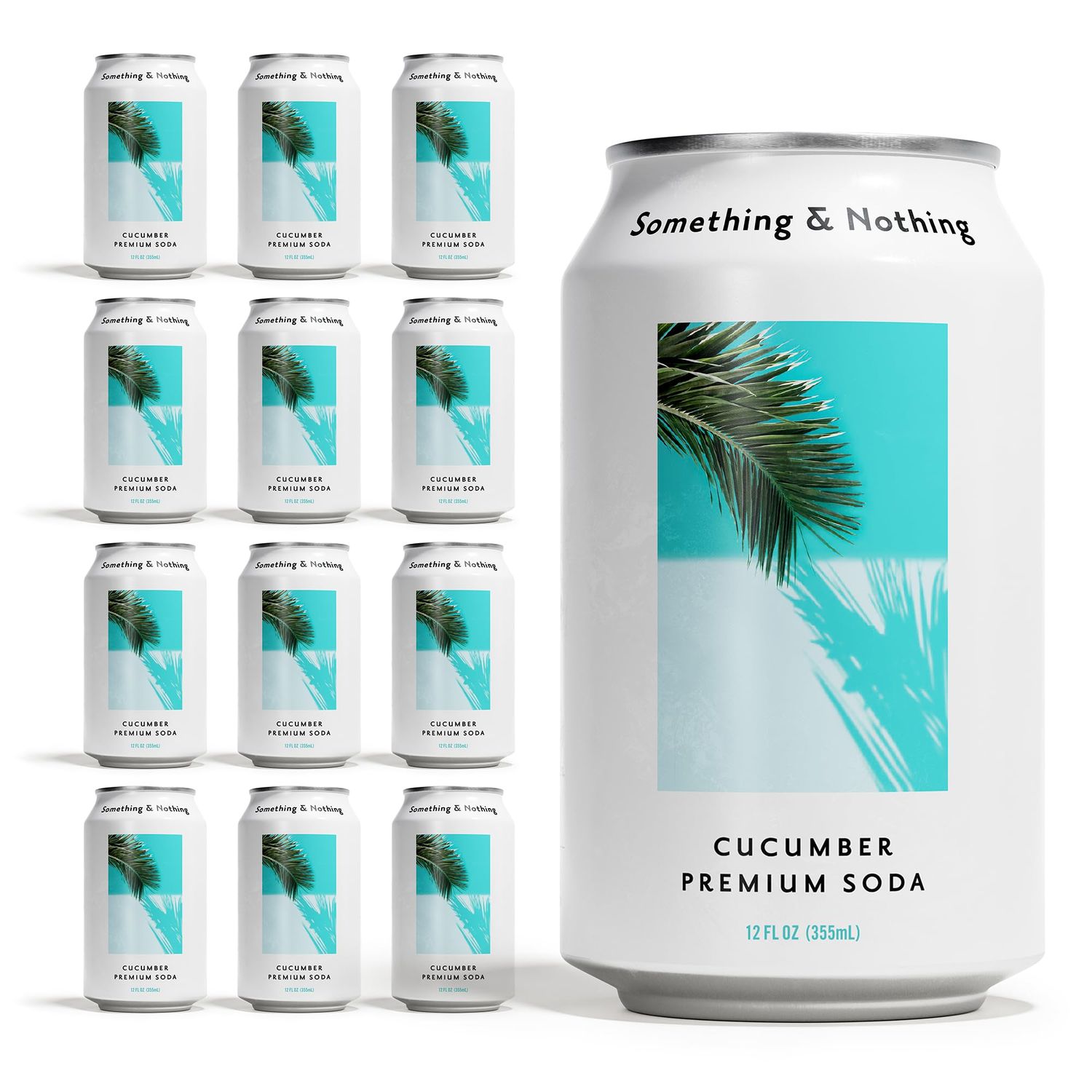 Something Nothing Flavoured Sparkling Water - Lightly Carbonated, Full Flavoured with Added Grape Lemon Juice Vegan Low Calorie Soda 355ml Cans, Pack of 12 (Cucumber)