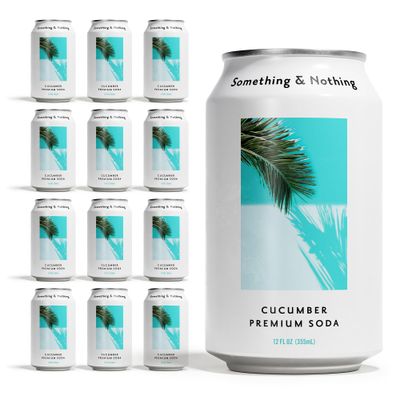 Something Nothing Flavoured Sparkling Water - Lightly Carbonated, Full Flavoured with Added Grape Lemon Juice Vegan Low Calorie Soda 355ml Cans, Pack of 12 (Cucumber)