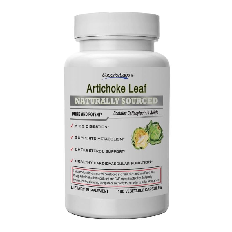 Superior Labs - Artichoke Leaf NonGMO Powerful with Caffeoylquinic Acid Natural Dietary Supplement to Support Healthy Metabolism, Digestion, Antioxidant, - 600 mg Dosage - 180 Veg Caps