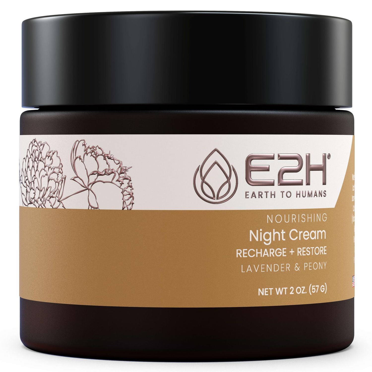 E2H Nourishing Night Cream with Lavender and Peony Rejuvenates Nourishes Firms Evens Tone Dewy Radiant Glow
