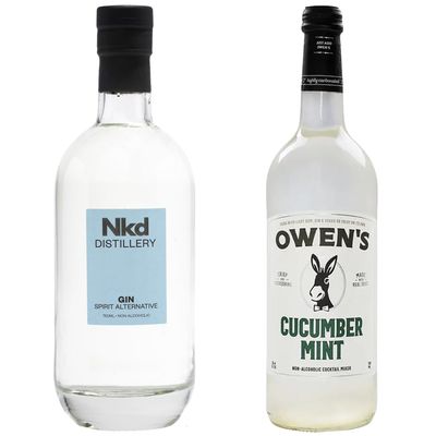 Nkd Distillery Gin Alternative Premium Non-Alcoholic Spirit 750 ML Bottles w Owen s Mixers Cucumber Mint 750 ML Bottles - Perfect for Mocktails - Made in USA