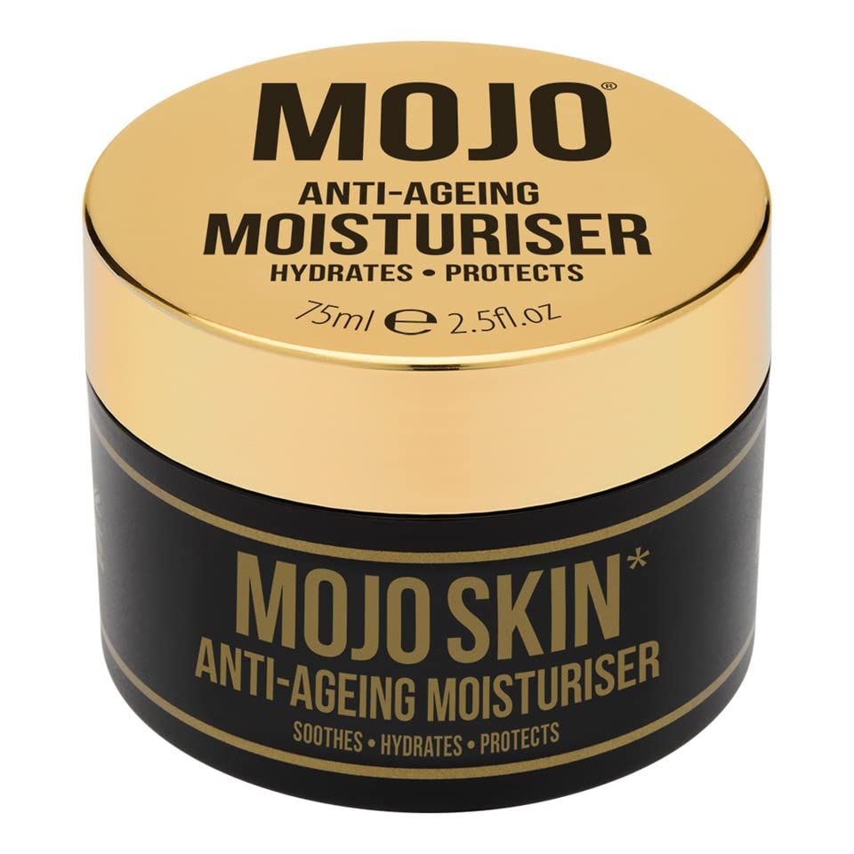 MOJO Skin Anti-Ageing Moisturiser with Hyaluronic Acid, Collagen Jojoba Oil Soothes, Hydrates and Protects to reduce fine lines and wrinkles Luxury Scented Men&#39;s Face Cream 75ml