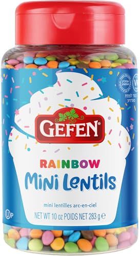 Gefen Rainbow Candy Coated Chocolate Lentils, 10oz Mini Chocolate Lentils for Baking and Decorating Corn Free Dairy Free Kosher (including Passover)