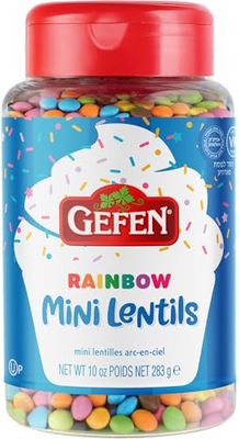 Gefen Rainbow Candy Coated Chocolate Lentils, 10oz Mini Chocolate Lentils for Baking and Decorating Corn Free Dairy Free Kosher (including Passover)