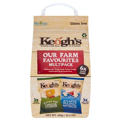Keogh&#39;s 6 Pack Cheese And Onion And Salt And Vinegar Crisps 180G (6.3oz) irish crisps