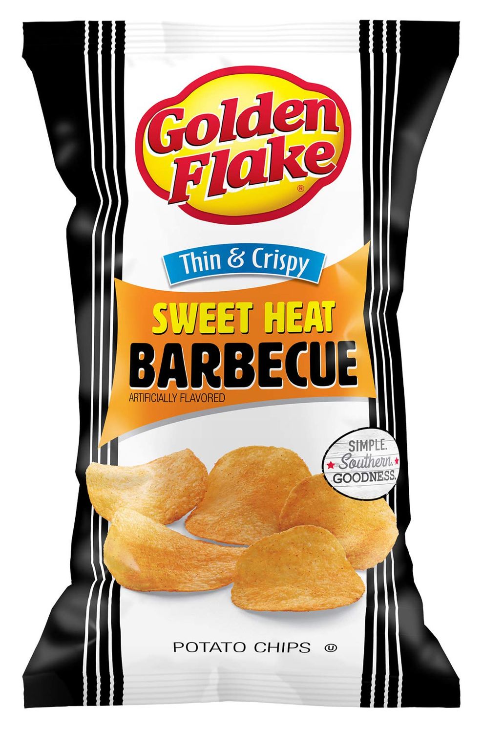Golden Flake Sweet Heat BBQ Thin and Crispy Potato Chips 4.625 Ounce 4 Pack