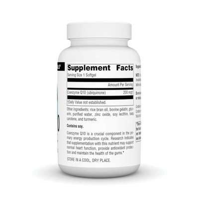 Source Natural Coenzyme Q10, Antioxidant Support, For Heart, Brain, Immunity, Liver Support, 200 mg - 90 Softgels