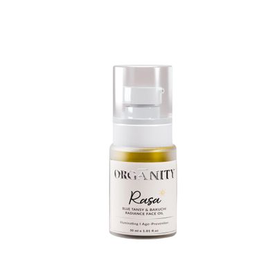 Organity Rasa Radiance Oil for Women - Blue Tansy Bakuchi Hydrating Organic Moisturizer Anti-Aging Serum for Dry, Sensitive Skin - 30ml