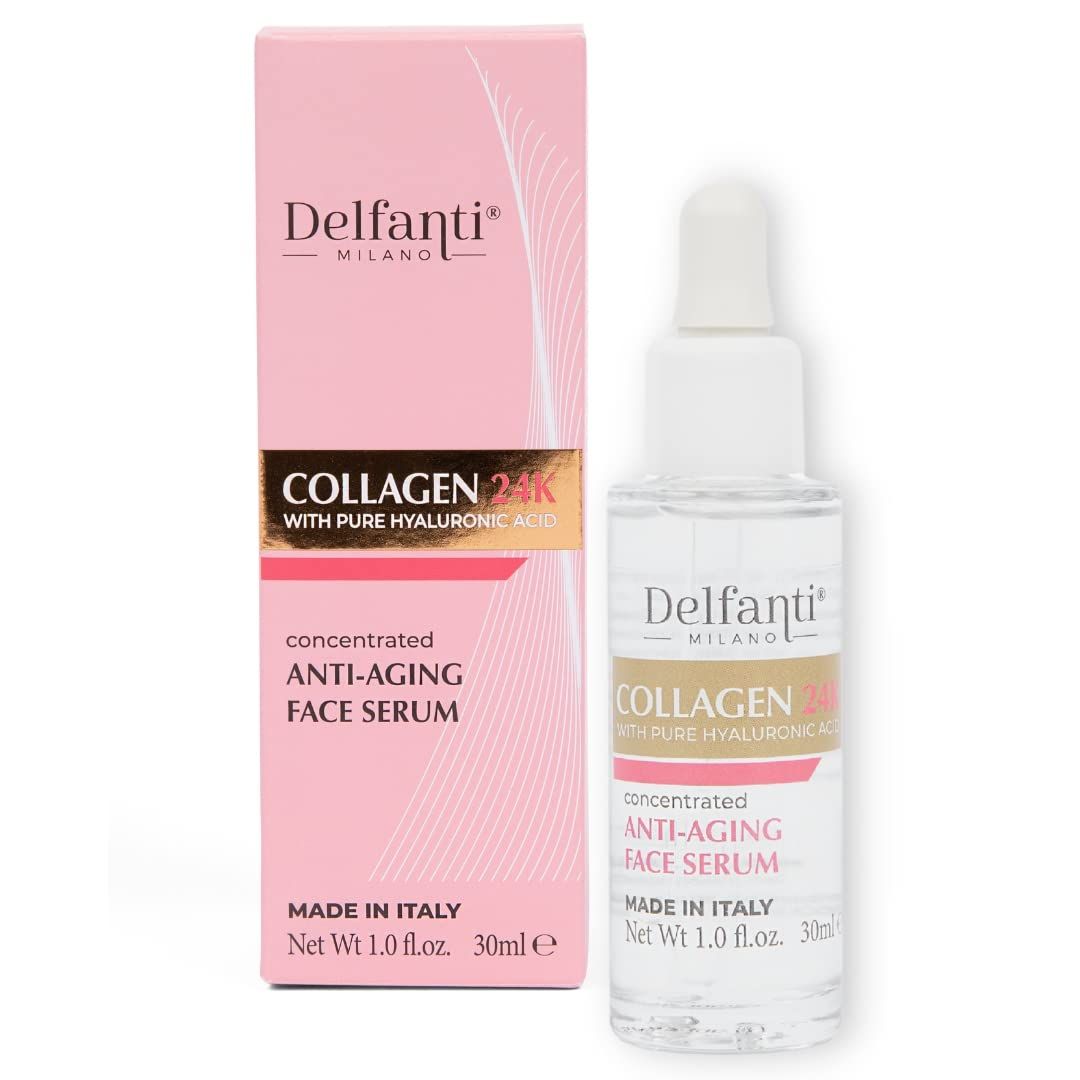 Delfanti Milano COLLAGEN 24K with pure HYALURONIC Acid Concentrated Anti-Aging Face Serum Made in Italy