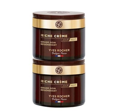 Yves Rocher Riche Cr me Face Aging Mature Skin Day Night Cream Set of 2-75 ml.2.5 fl.oz.