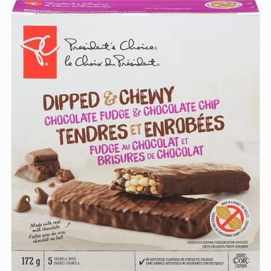 PC Dipped Chewy Chocolate Fudge Chocolate Chip Bars, 172g6.1 oz, Imported from Canada