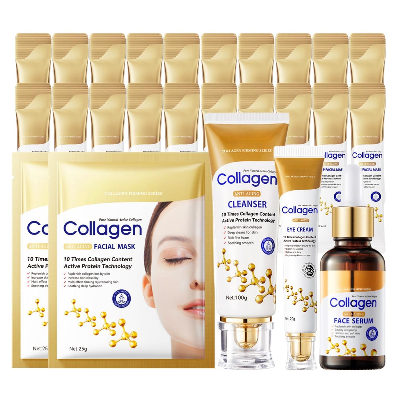 Collagen Skincare Set Mother&#39;s Day Gifts for Mom - Anti-Aging Skin Care Set - Face Care Set for Women Hydrating Nourishing - Facial Kit with Cleanser,Serum,Eye Cream,Facial Mask, Firming Smoothing